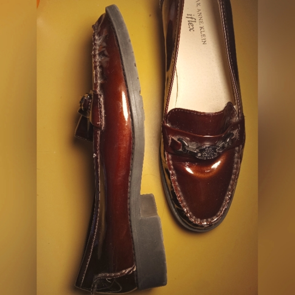 Brown metallic bronze Anne Klein loafers